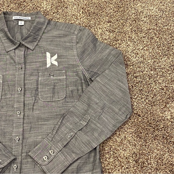 Port Authority | x2 Shirts | Sz M | Gray | Long Sleeves | Collared button-up | K - Picture 5 of 9
